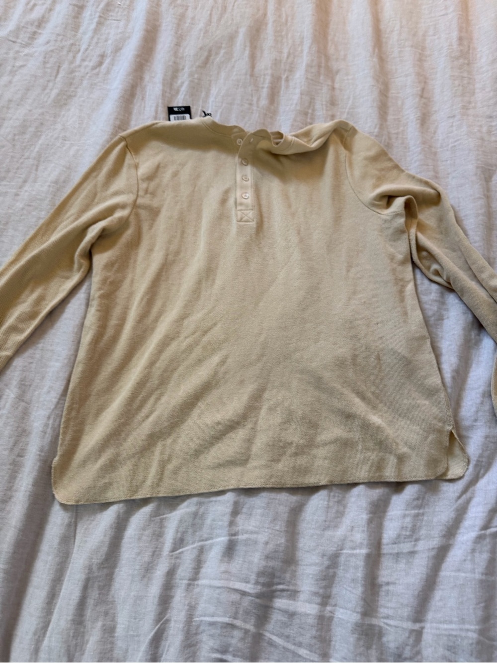7 For All Mankind Long Sleeve Henley in Light Beige - Picture 12 of 12